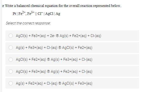 Solved e Write a balanced chemical equation for the overall | Chegg.com