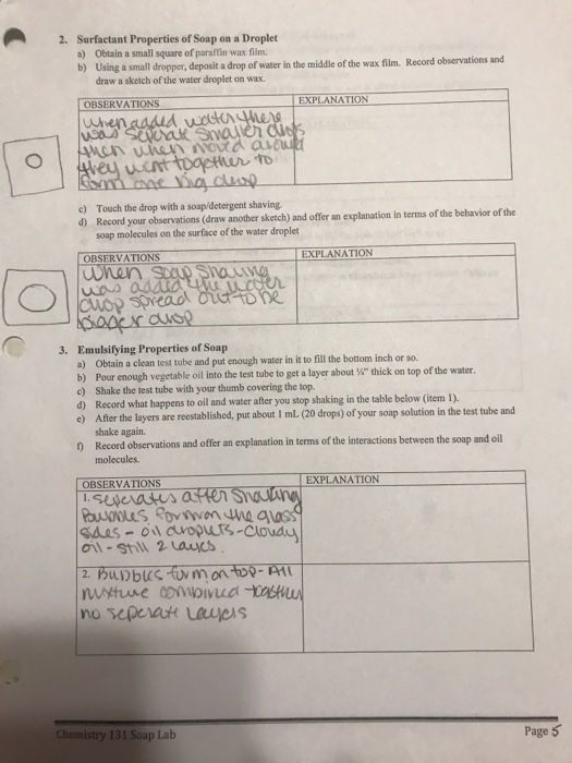 Chem 131 Soap Making Lab and Properties of Soaps