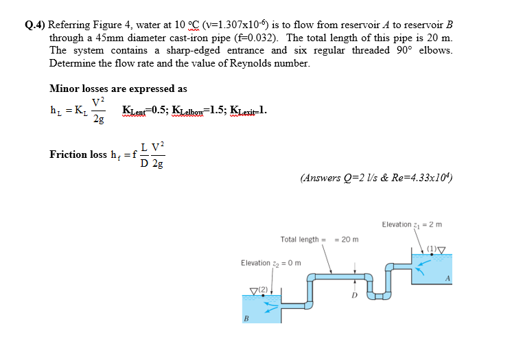 Solved Q 4 Referring Figure 4 Water At 10 C V 1 307x10 Chegg Com