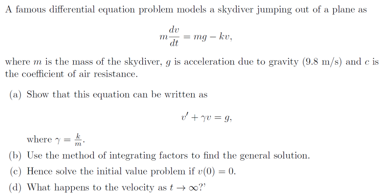 Solved A famous differential equation problem models a | Chegg.com