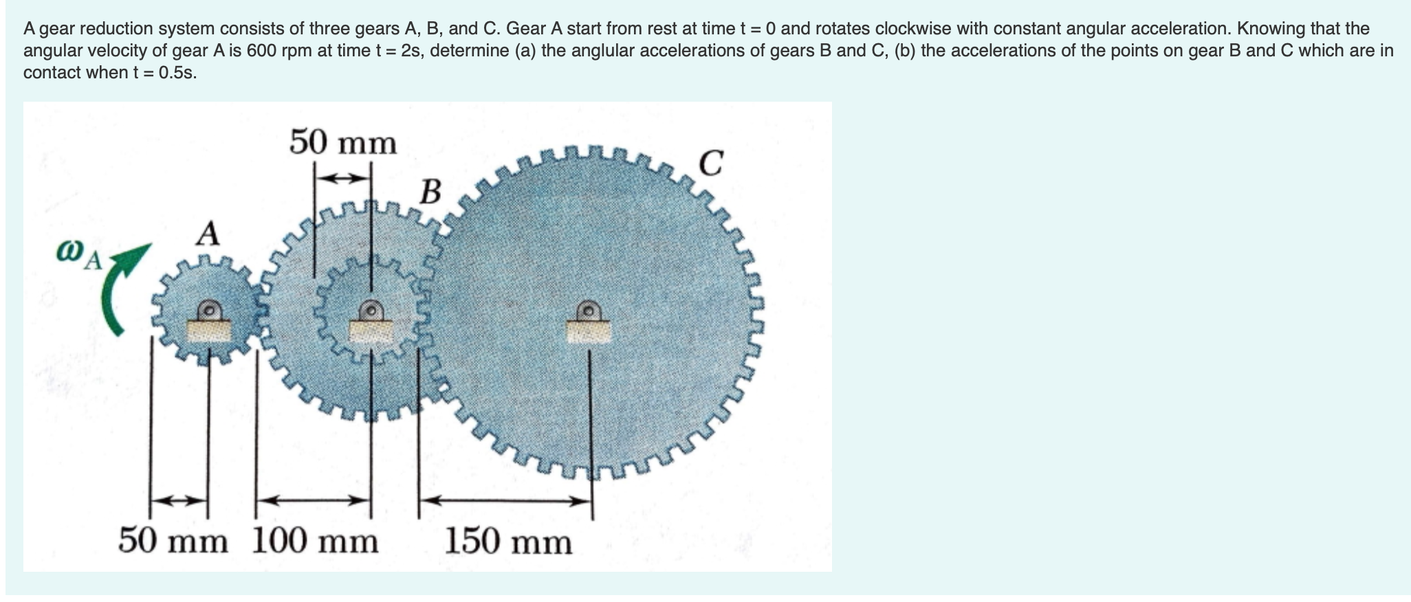 Solved A gear reduction system consists of three gears A, B,