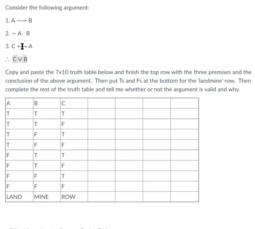 Solved Consider The Following Argument: 1. A - B 2. A.B | Chegg.com