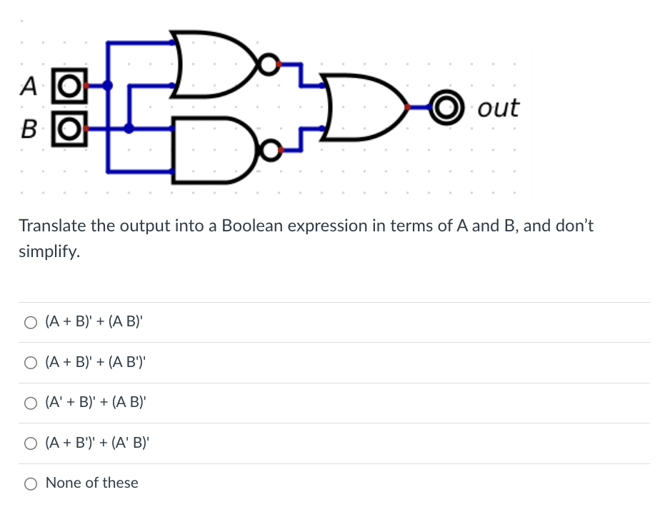 Solved Translate the output into a Boolean expression in | Chegg.com
