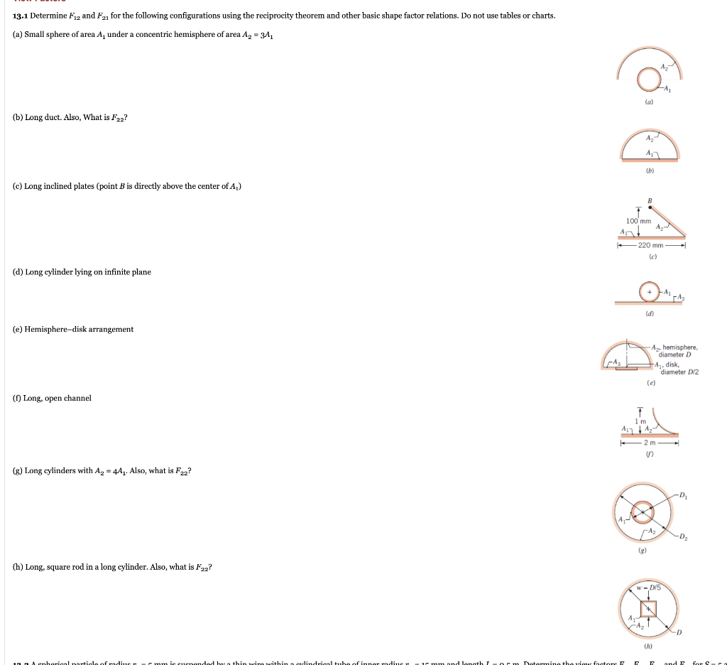 Solved 13.1 Determine F12 and F21 for the following | Chegg.com
