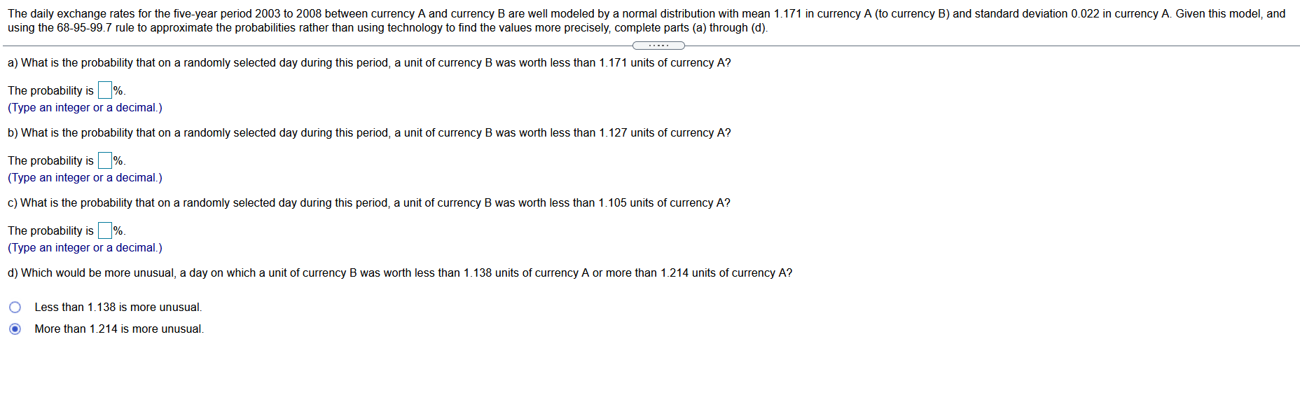 Solved The daily exchange rates for the five-year period | Chegg.com