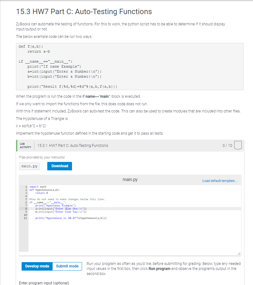 Solved 15.3 HW7 Part C: Auto-Testing Functions ZyBooks can | Chegg.com