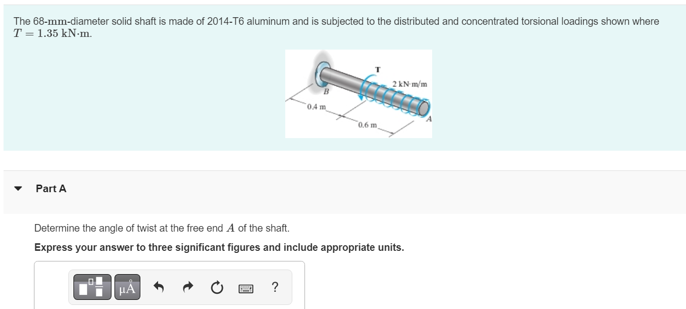 Solved The 68-mm-diameter solid shaft is made of 2014-T6 | Chegg.com