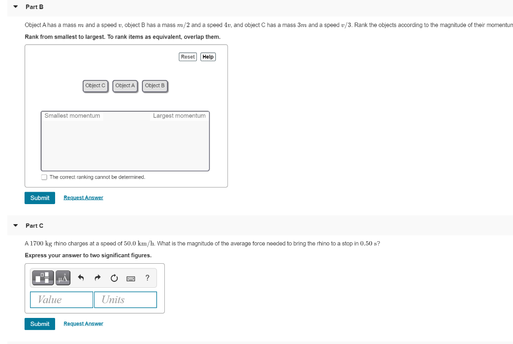 Solved Part B Object A Has A Mass M And A Speed V, Object B | Chegg.com