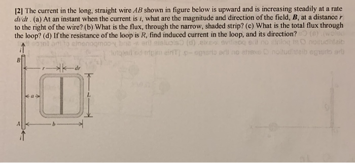 Solved 21 The current in the long, straight wire AB shown in | Chegg.com