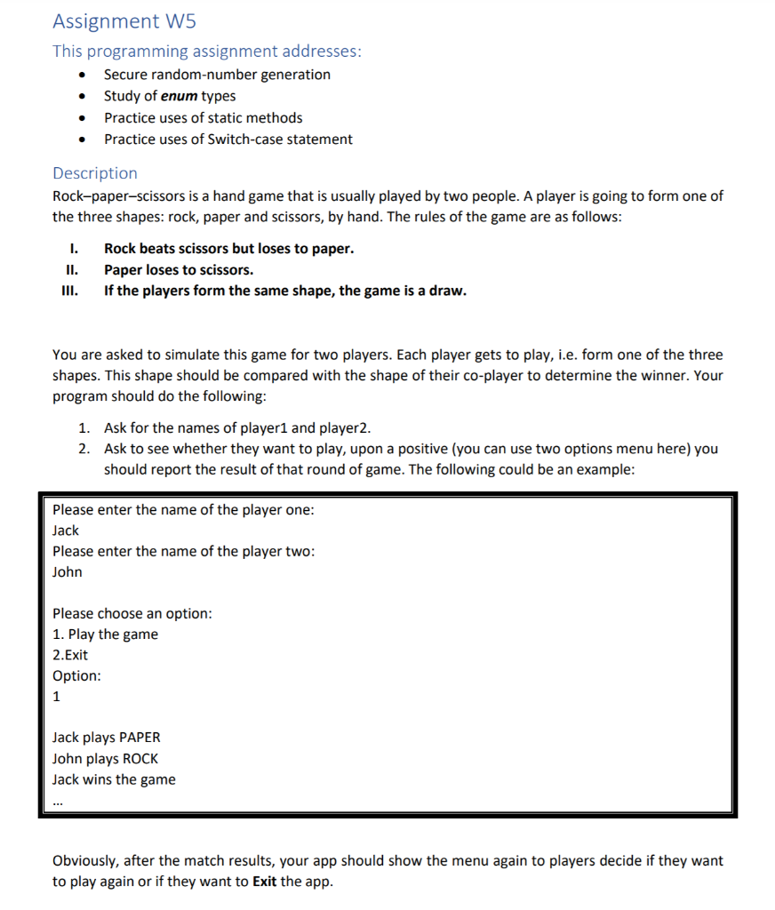 Assignment W5 This programming assignment addresses: | Chegg.com