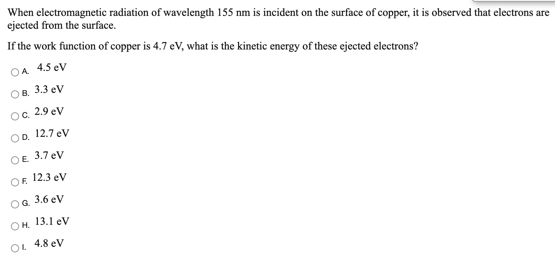 Solved When electromagnetic radiation of wavelength 155 nm | Chegg.com