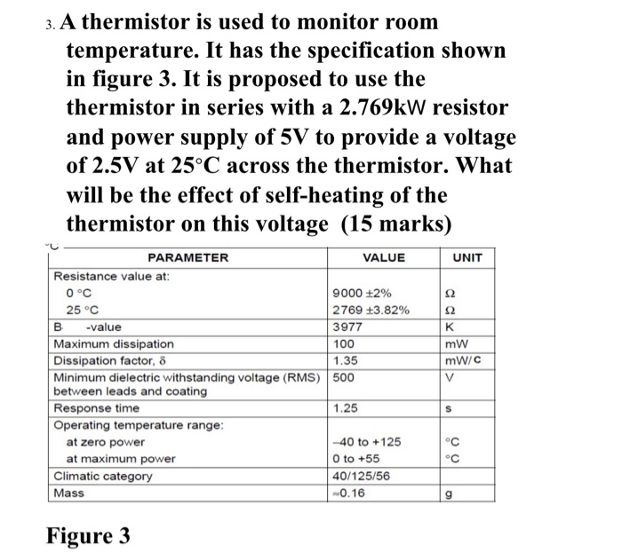 Solved 3. A thermistor is used to monitor room temperature.