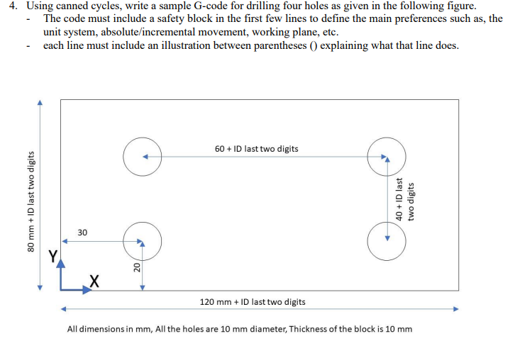Solved 4. Using canned cycles, write a sample G-code for | Chegg.com