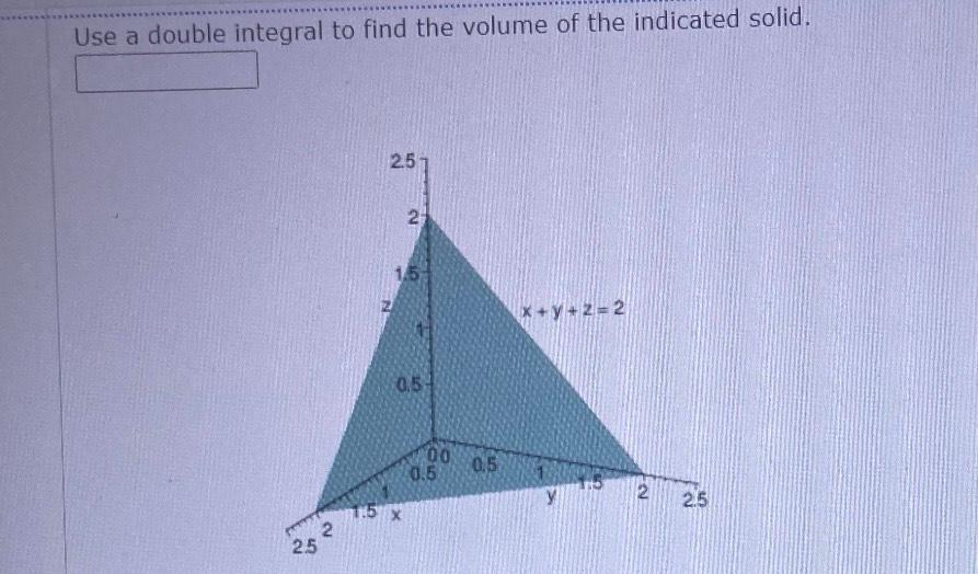 Solved Use a double integral to find the volume of the | Chegg.com