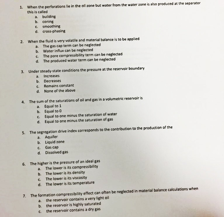 Solved Need Help With Reservoir Engineering Assignment. I | Chegg.com