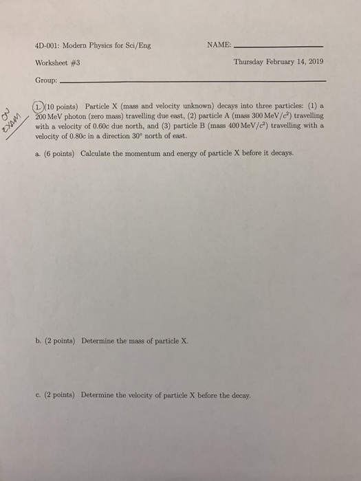 Solved 4D-001: Modern Physics for Sci/Eng Worksheet #3 | Chegg.com