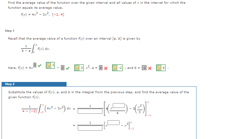 Solved Find the average value of the function over the given | Chegg.com