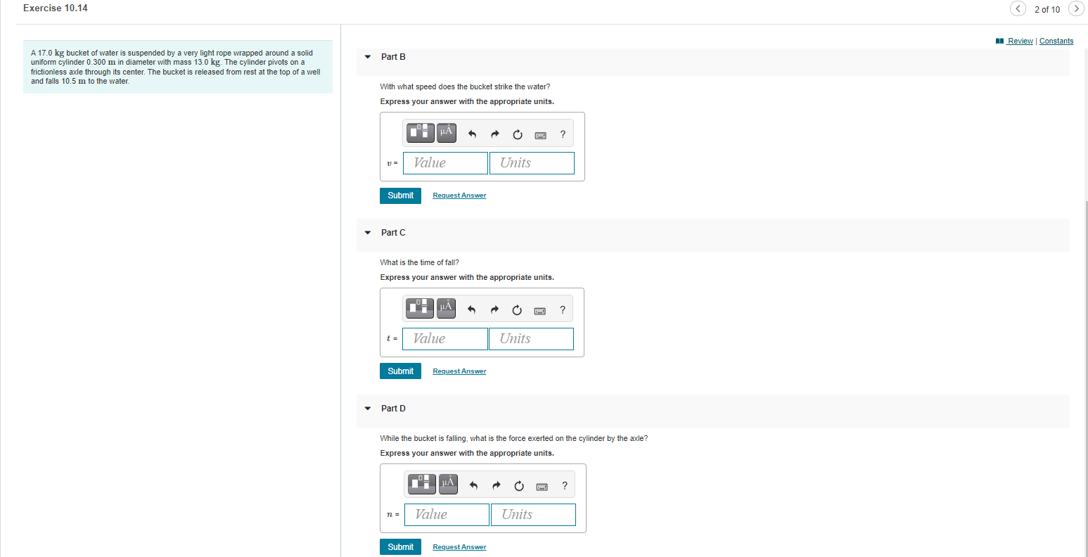 Solved MI Review Constants Part B A 17.0 kg bucket of water