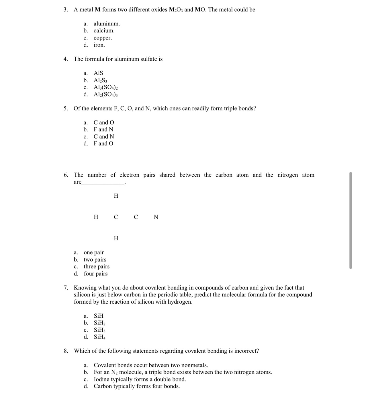 Solved 3. A metal M forms two different oxides M2O3 and MO. | Chegg.com