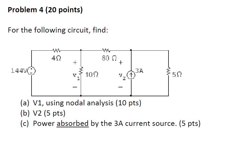 Solved Problem 4 (20 Points) For The Following Circuit, | Chegg.com