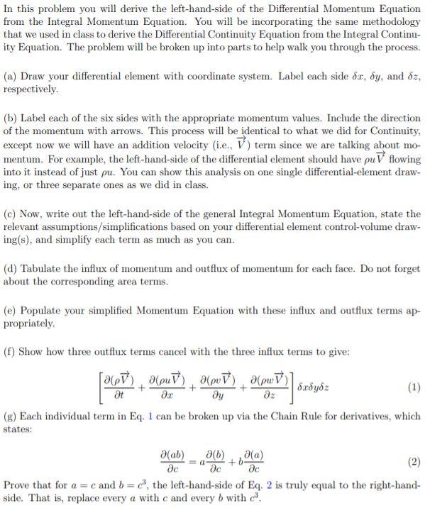 In this problem you will derive the left hand side of Chegg