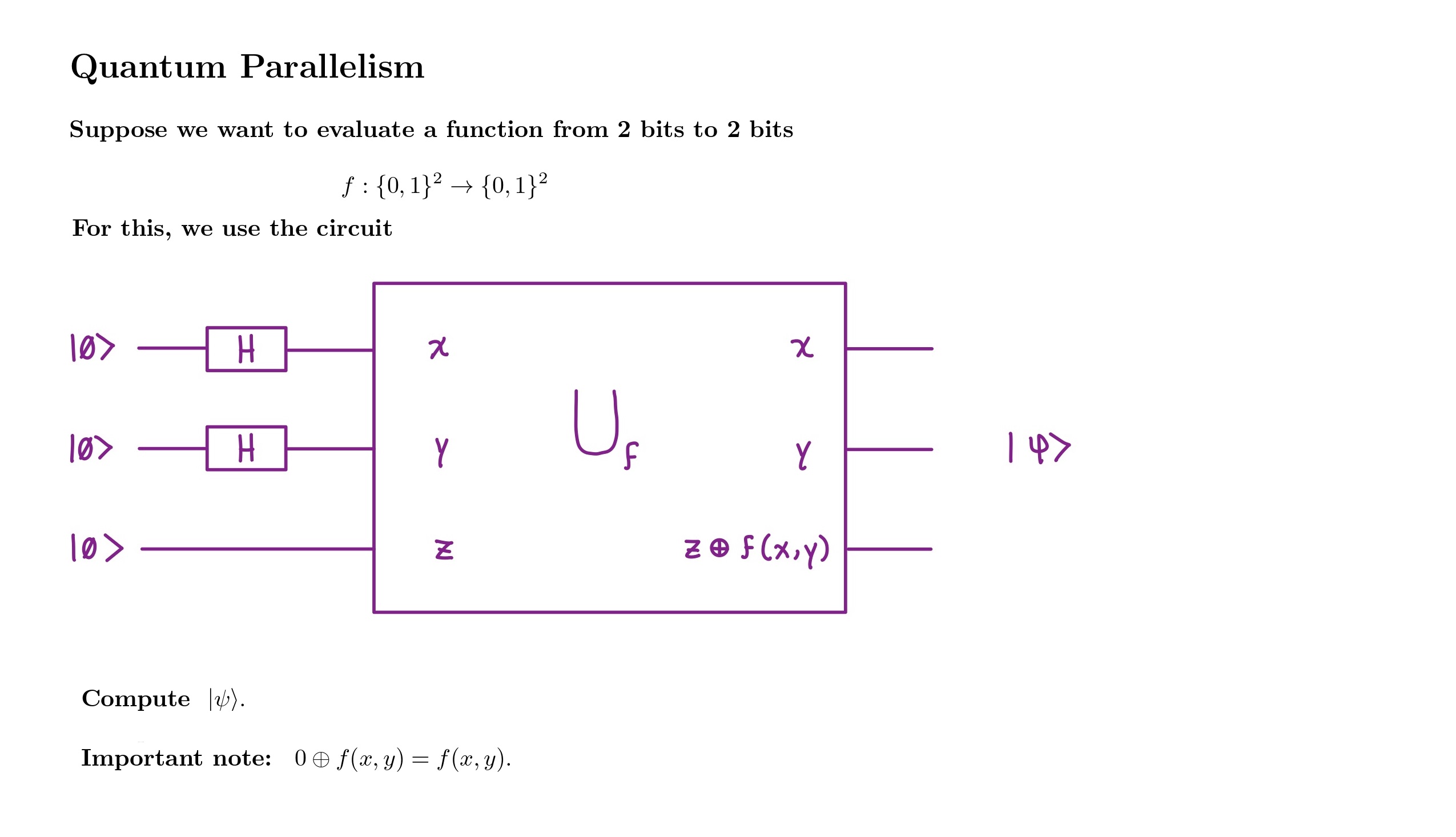 Quantum Parallelism Explained Quantum ParallelismSuppose we want to evaluate a | Chegg.com