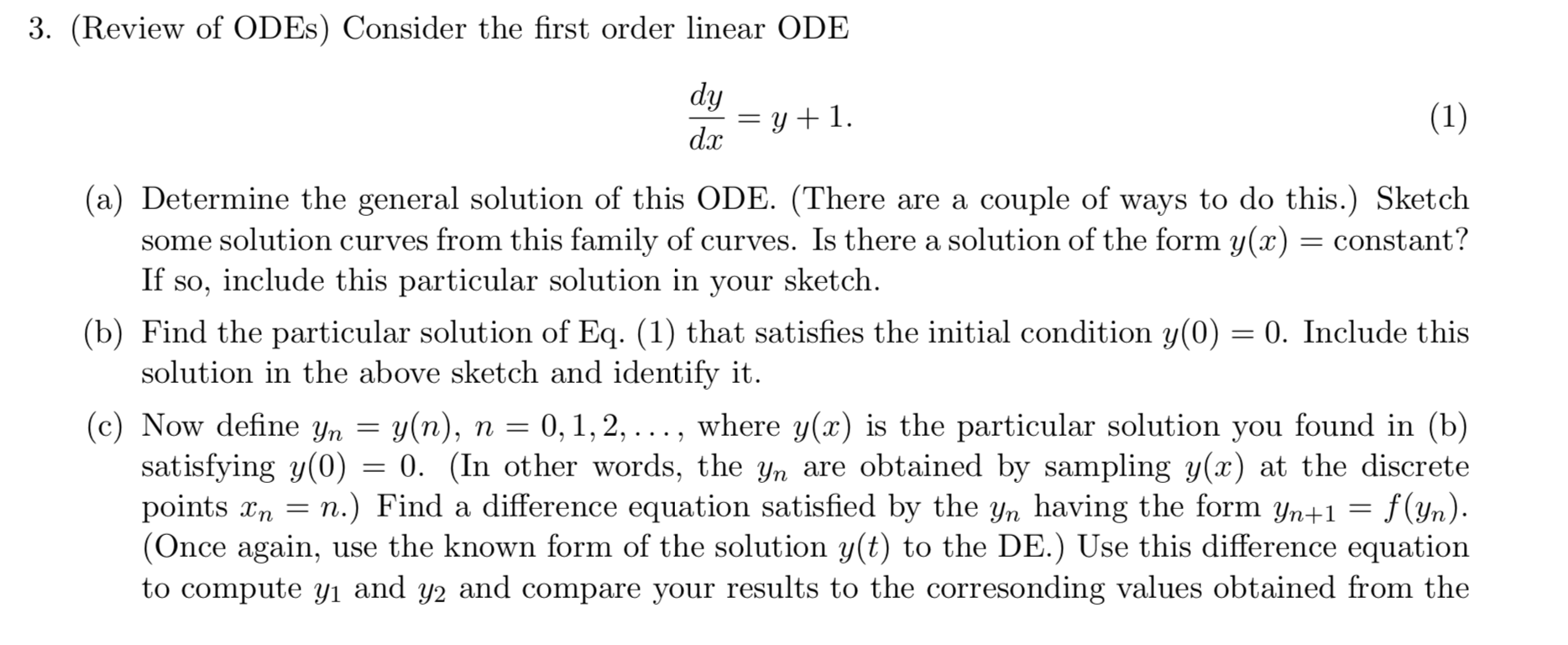 Solved 3. (Review of ODE8) Consider the first order linear | Chegg.com