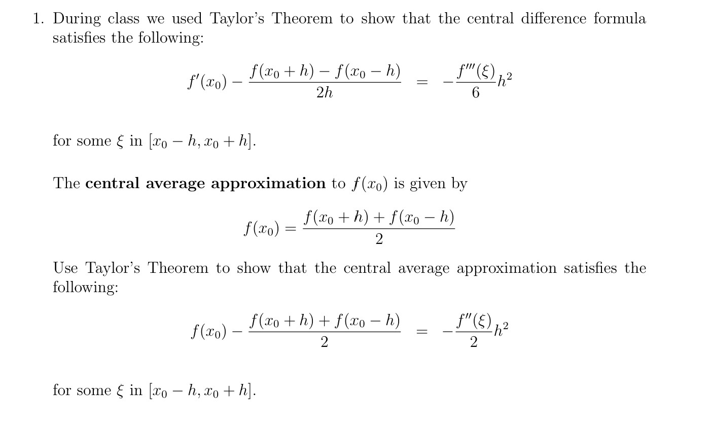 Taylor's Theorem Example Solved During class we used Taylor's Theorem to show that | Chegg.com