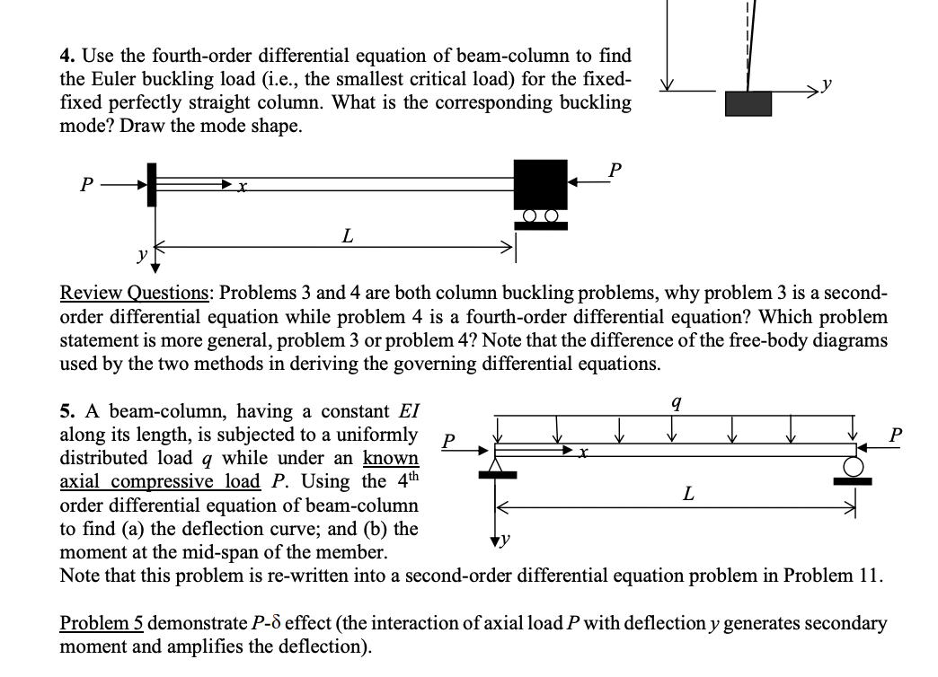 Solved 4. Use the fourthorder differential equation of