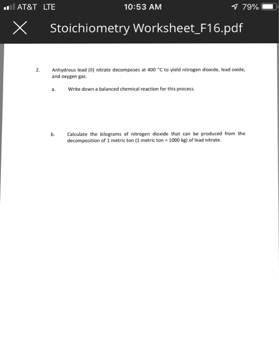 Solved 2. Anhydrous lead (II) nitrate at 400 C