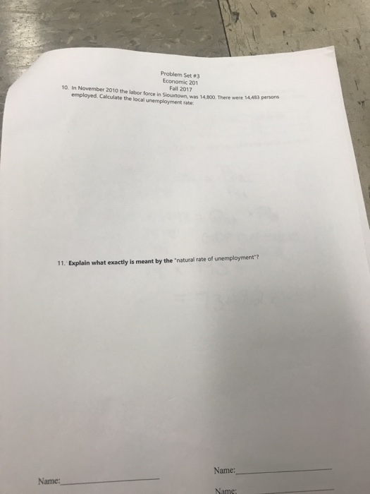 Solved Problem Set 3 Economic 201 Fall 2017 10 In November Chegg