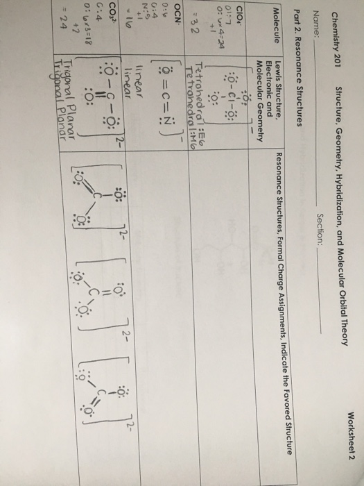 Molecular Orbital Theory Worksheet With Answers Free Worksheet