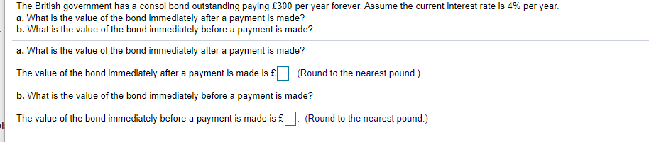 Solved The British government has a consol bond outstanding | Chegg.com