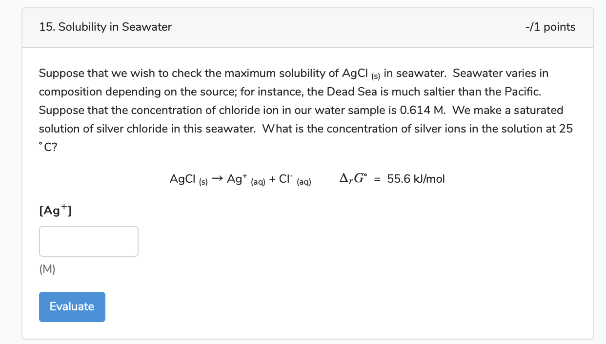 seawater solubility experiment