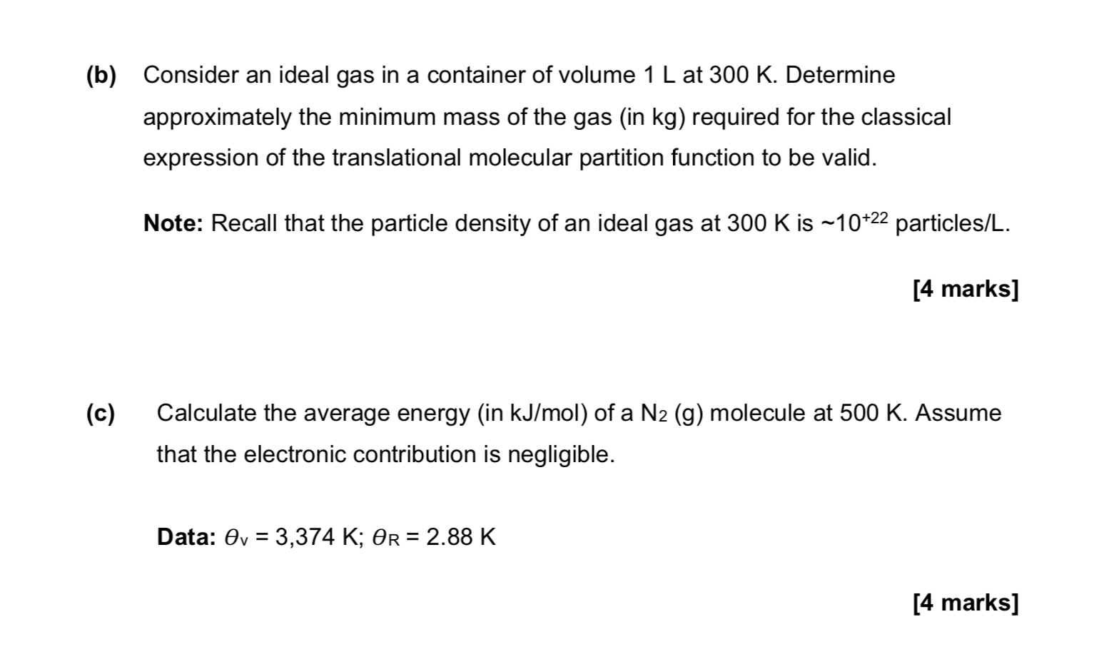 Solved b) Consider an ideal gas in a container of volume \\(