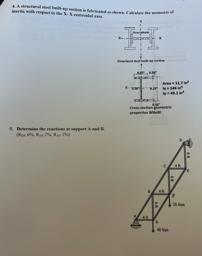 Solved 4. A structural steel built-up section is fabricated | Chegg.com