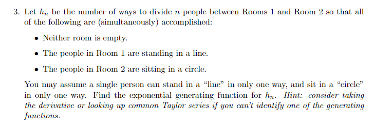 Solved 3. Let hon be the number of ways to divide n people | Chegg.com