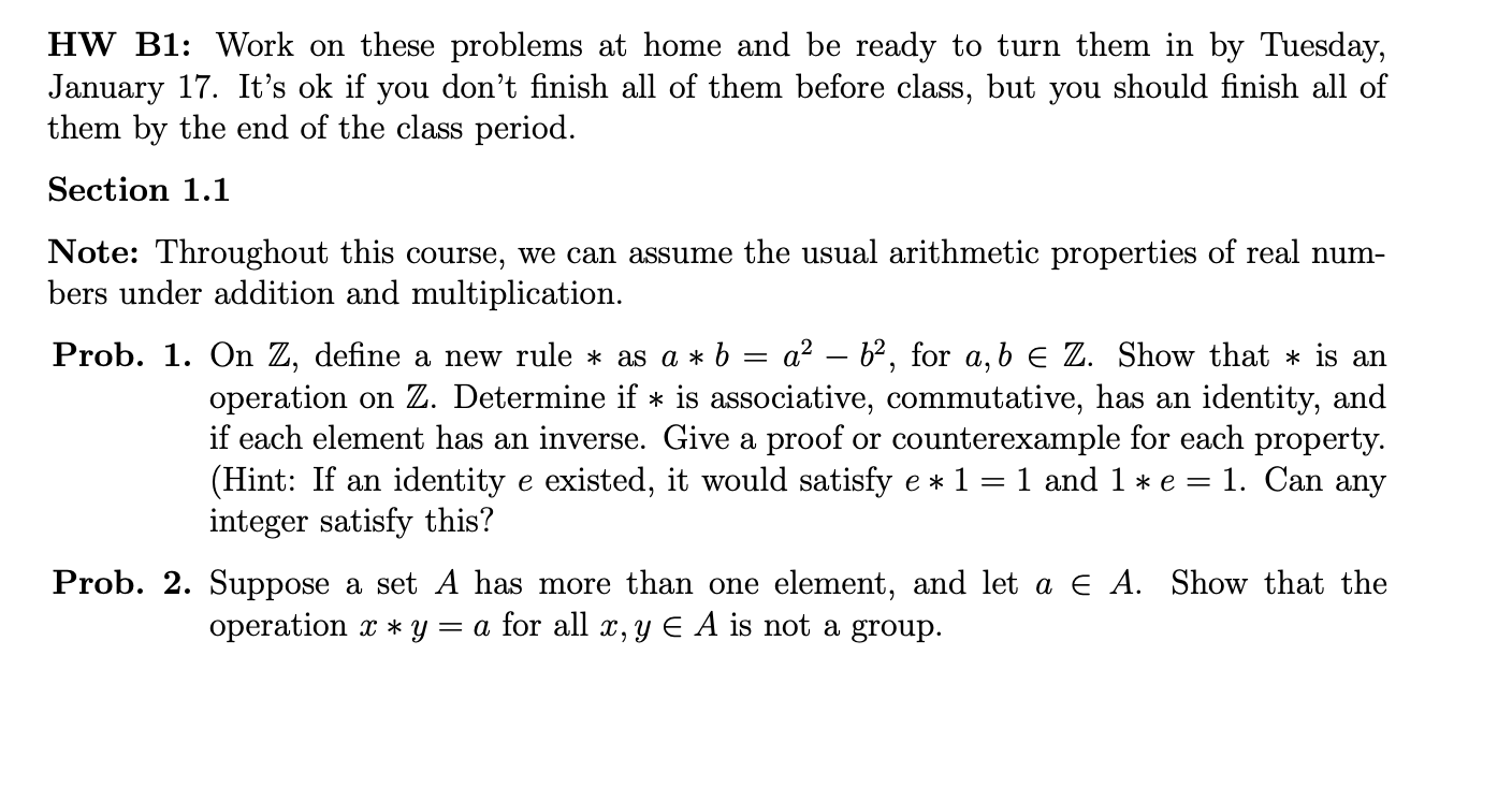 Solved HW B1: Work on these problems at home and be ready to | Chegg.com