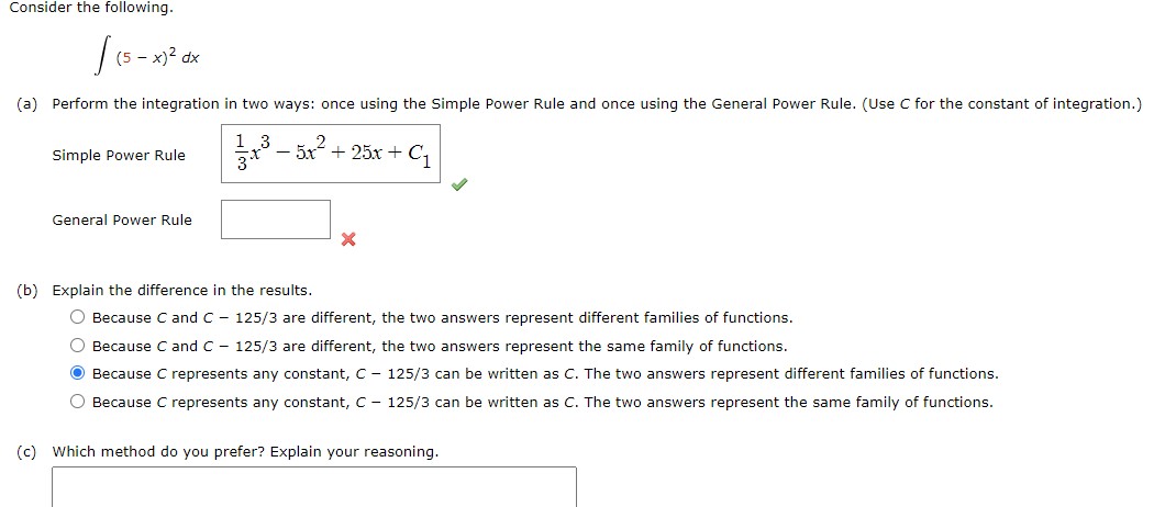 Solved Consider the following. ∫(5−x)2dx (a) Perform the | Chegg.com