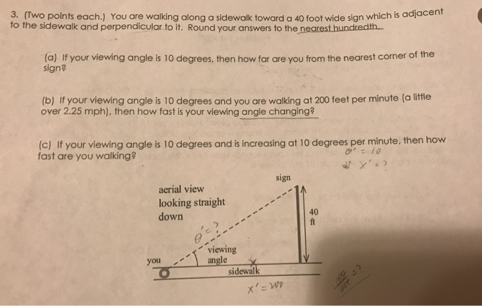 Solved 3. (Two points each.) You are walking along a | Chegg.com