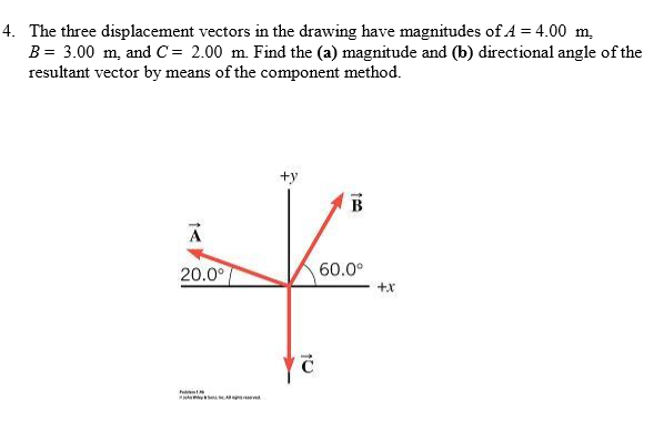 Solved 4. The three displacement vectors in the drawing have | Chegg.com