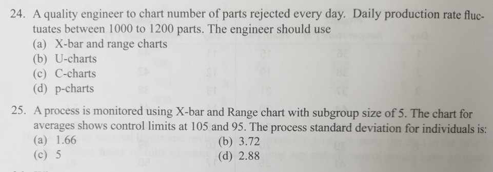 Solved 24. A quality engineer to chart number of parts | Chegg.com
