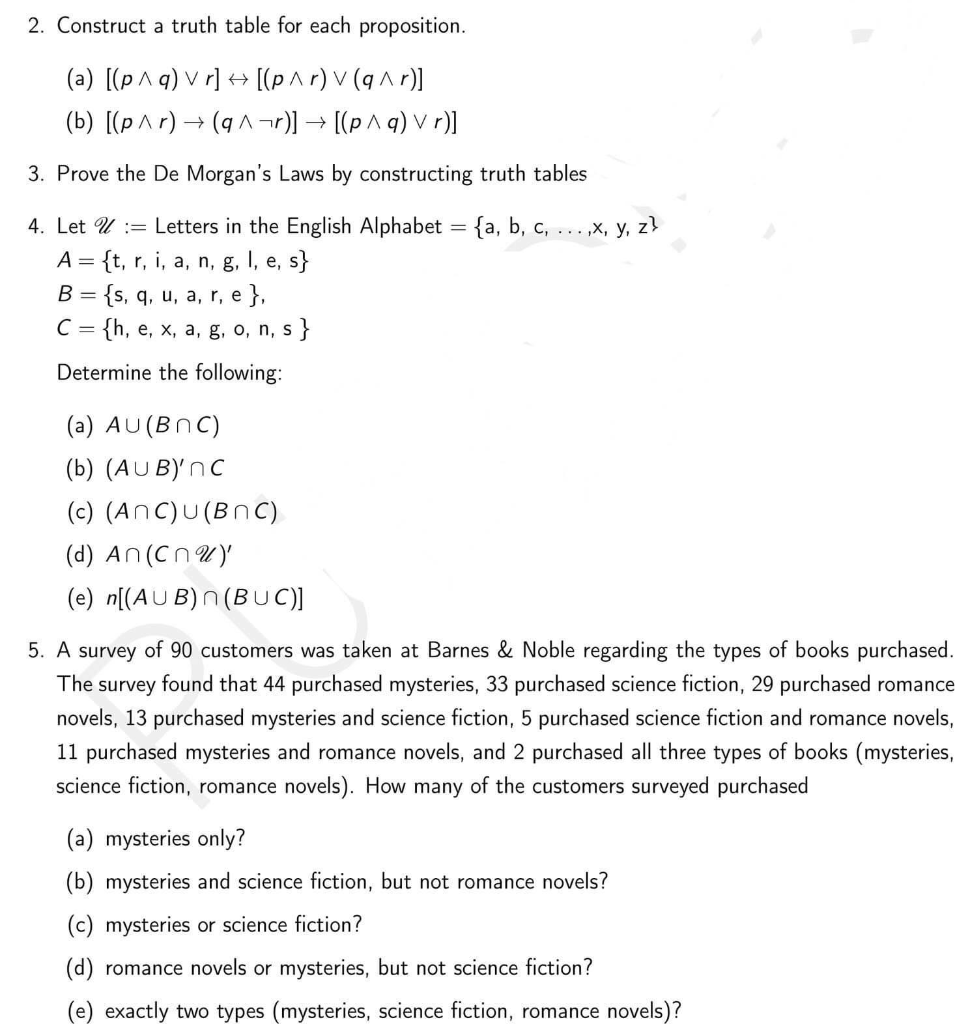 Solved 2 Construct A Truth Table For Each Proposition A Chegg Com