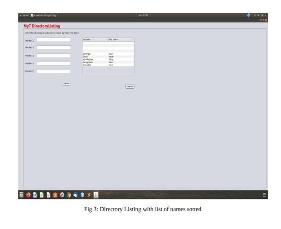 Fig 3: Directory Listing with list of names sorted