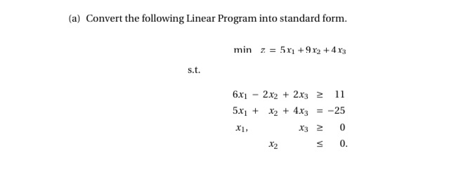 Linear programming clearance standard form converter