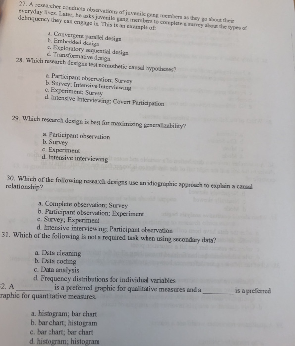 Solved 27. A researcher conducts observations of juvenile | Chegg.com