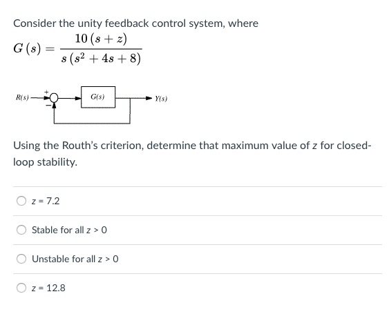 Solved Consider the unity feedback control system, where 10 | Chegg.com