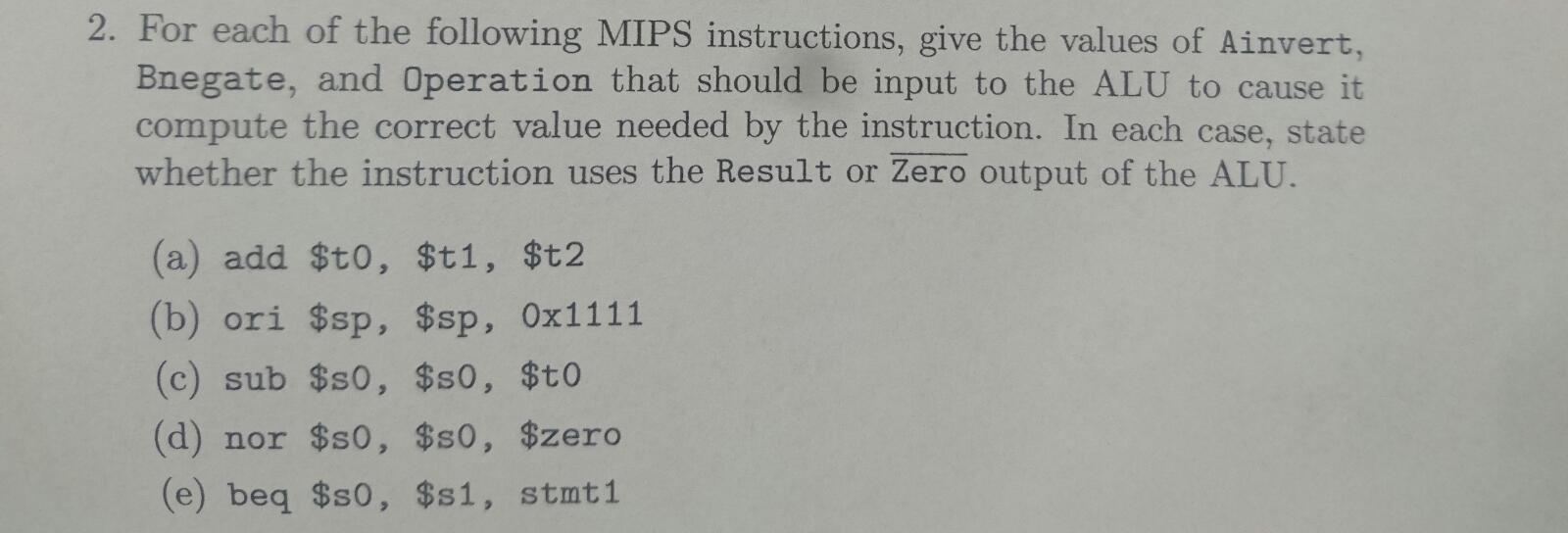 Solved 2. For each of the following MIPS instructions, give | Chegg.com