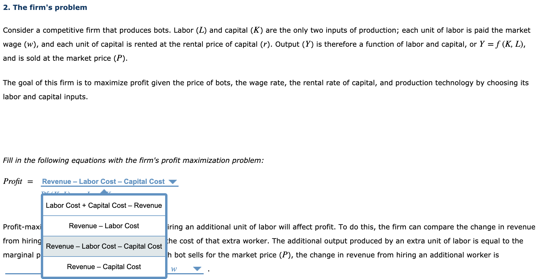 Solved 2 The Firm S Problem Consider A Competitive Firm Chegg Com