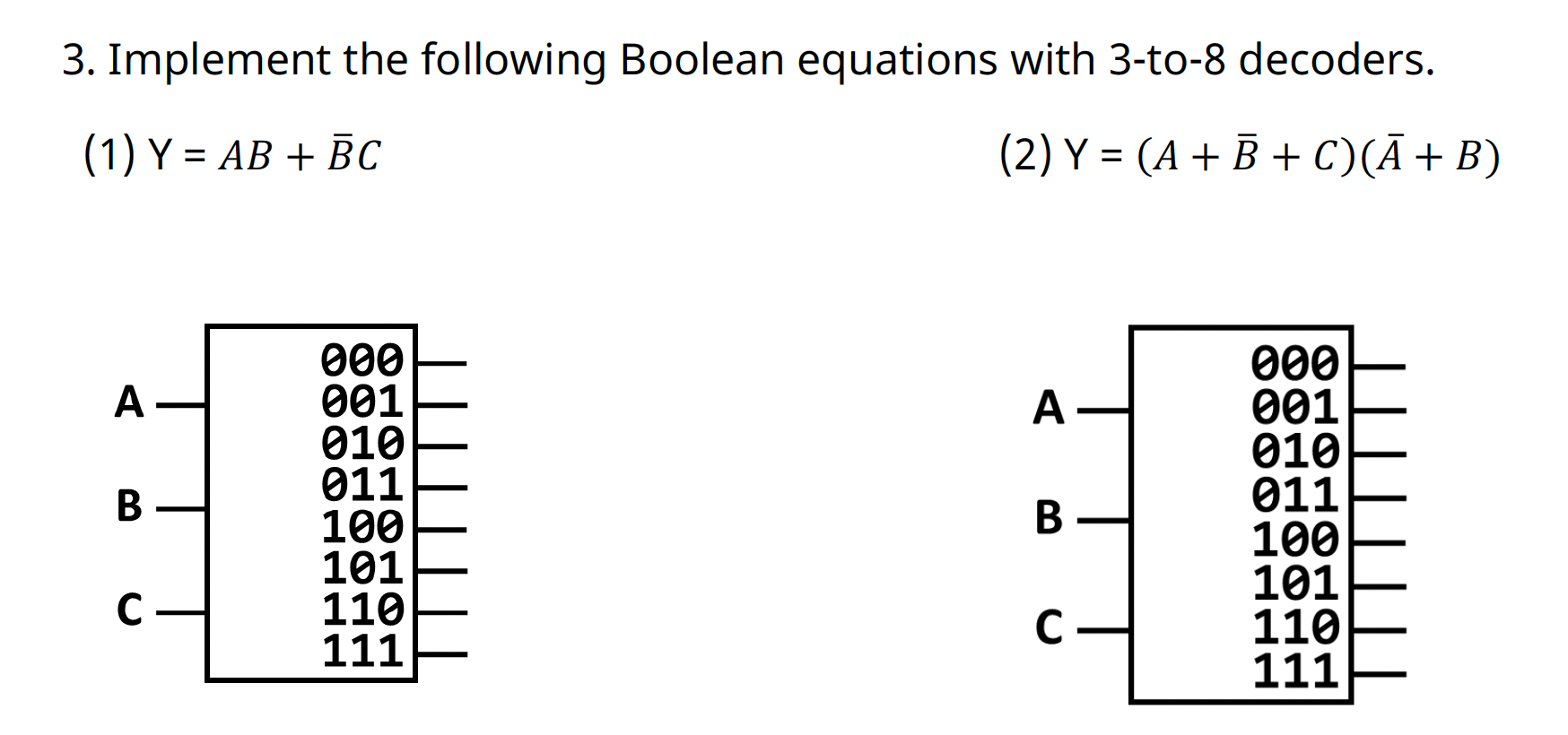 Solved 3. Implement the following Boolean equations with | Chegg.com